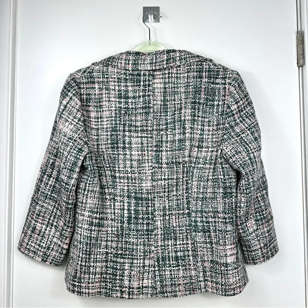 VTG Bouclé Tweed Crop Blazer Large Light Academia Old Money Preppy‎ Revival